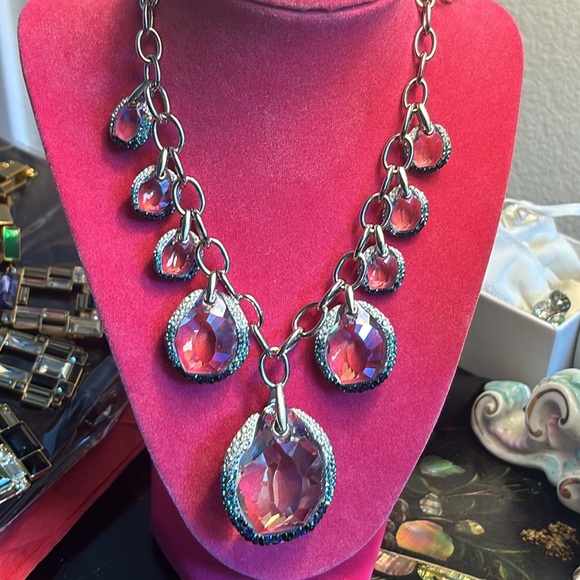 Hot Authentic Swarovski Glam Collar Necklace in ombré Blue.$1200 +$260 earrings - Picture 4 of 15